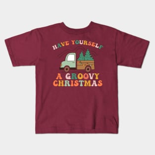 Groovy Christmas Truck Kids T-Shirt